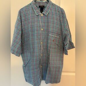 Polo Ralph Lauren Sleepwear Plaid Woven Blue Pajama Shirt - Sz: L